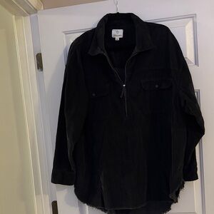 Offline by Aerie Black Corduroy Half-Zip Pullover Shirt